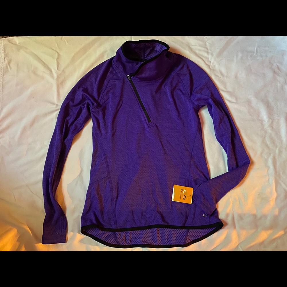 Purple Long-Sleeve Half-Zip Active Top
